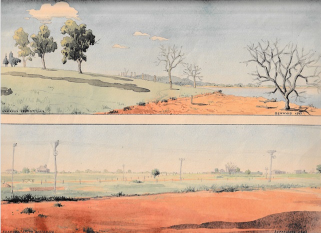 Watercolour of Tatura copyright Julian Scola