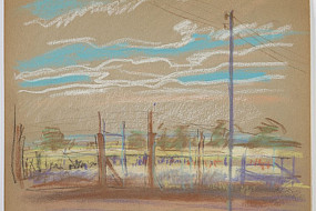Sketch of camp with barbed wire